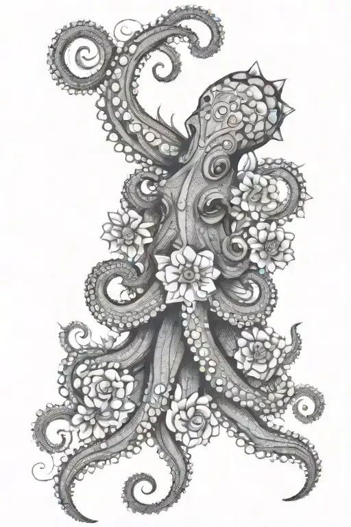 Octopus hugging flower mandala tattoo design idea