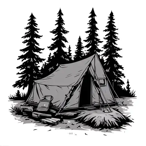 Camping tattoo design idea