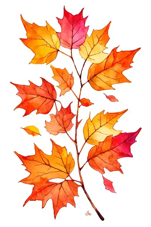autumn leaves falling tattoo design idea