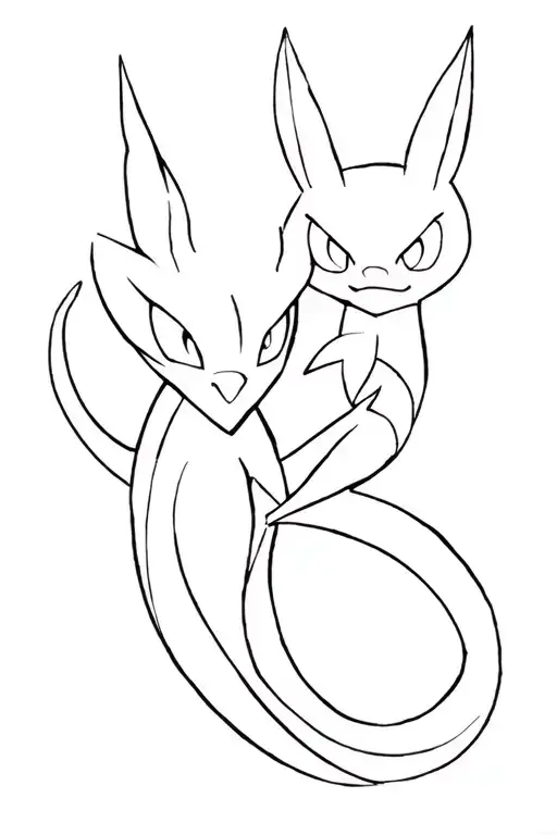 Rayquaza, Mew & Lucario tattoo design idea
