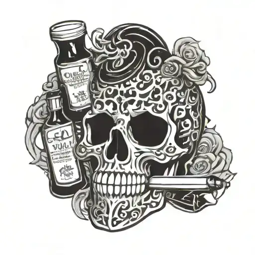 no girls only alcohol and drugs used to be fun evil dark design tattoo design idea