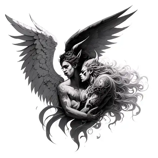 angel vs demon tattoa tattoo design idea