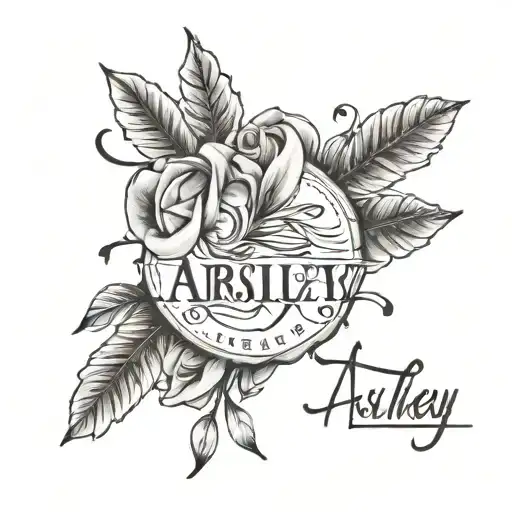 Ashley in handwriting aligned tattoo design idea