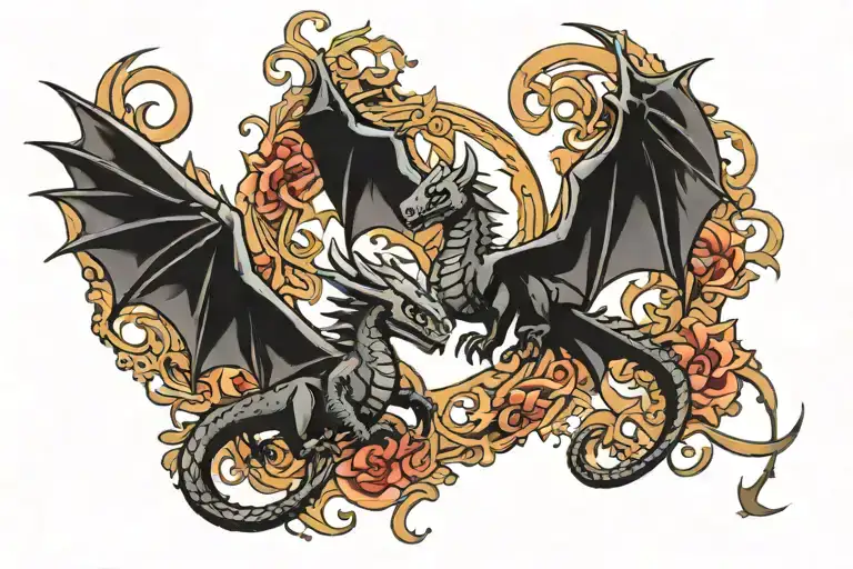 Paired tattoo from the cartoon how to train a dragon tattoo design idea