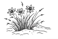 flowers and grass on the sand tattoo design idea