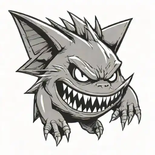 gengar outlined and shadow tattoo design idea