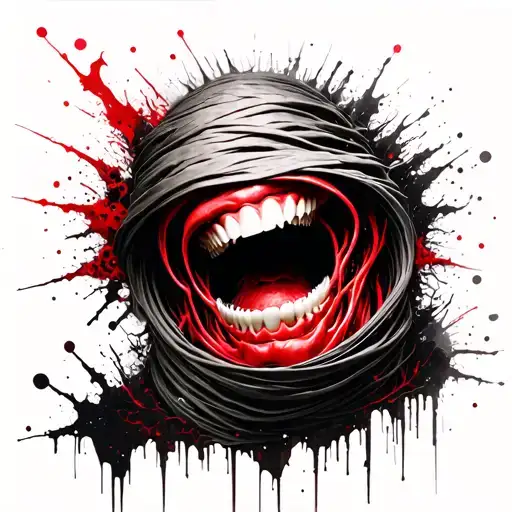 beksinski giger teeth nurse mummy wrapped tattoo design idea