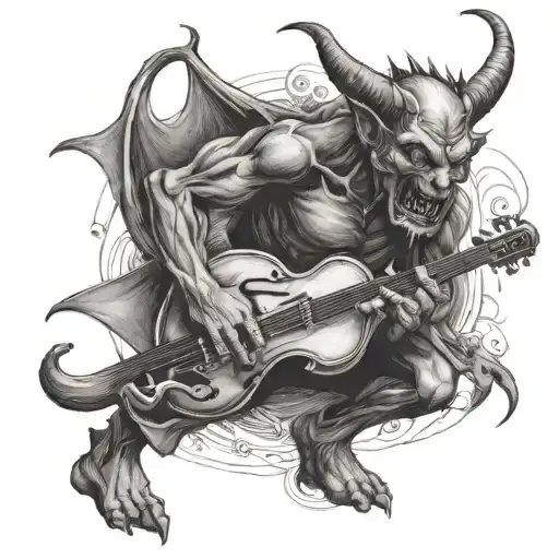 devil playing the fiddle tattoo design idea