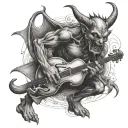 devil playing the fiddle tattoo design idea