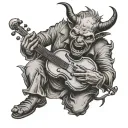 devil playing the fiddle tattoo design idea