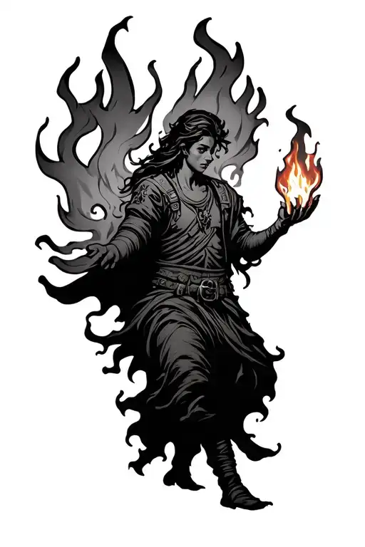 carrying the fire in your hand tattoo design idea