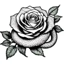snake around rose intertwined tattoo design idea