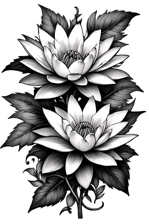 Larkspur and waterlily stems meeting together to form the word love in cursive tattoo tattoo design idea