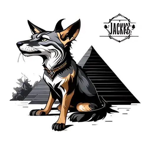 jackal form with pyramid tattoo design idea