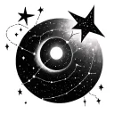 combine cancer Constellation and Ursa major Constellation in the background of eclipse and shooting star tattoo design idea