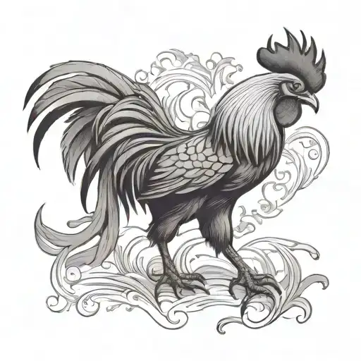 fighting rooster tattoo design idea