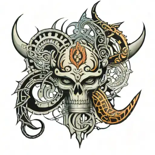 neotribal y2k cybersigilism tattoo design idea
