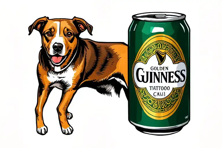 Golden Mountain Dog in a guinness can tattoo design idea