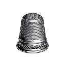 Red Thimble with threaded needle tattoo design idea
