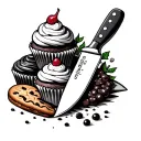 pastry chef's knife with cupcakes and cookies no flowers tattoo design idea
