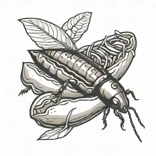 cockroach inside a hot dog bun tattoo design idea