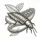 cockroach inside a hot dog bun tattoo design idea