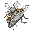 cockroach inside a hot dog bun tattoo design idea