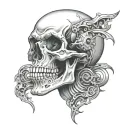 skull with turbo in eye socket tattoo design idea
