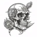 skull with turbo in eye socket tattoo design idea