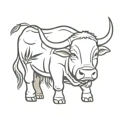 ox with bamboo surronded by bamboo representing vietnam  tattoo design idea