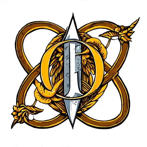 Greek Alpha and Omega symbols overlapping tattoo design idea