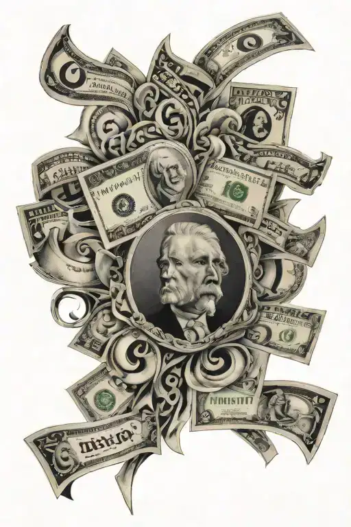 money in all languages reflecting tattoo design idea