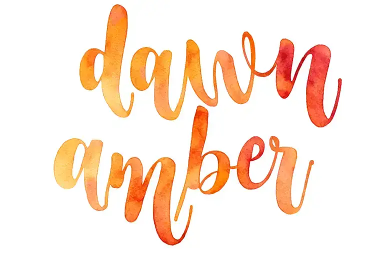 "dawn amber " handlettered calligraphic style tattoo design idea