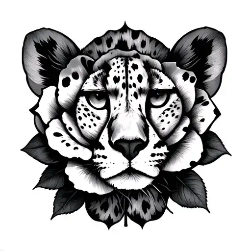 roses and cheetah print surrounded tattoo design idea