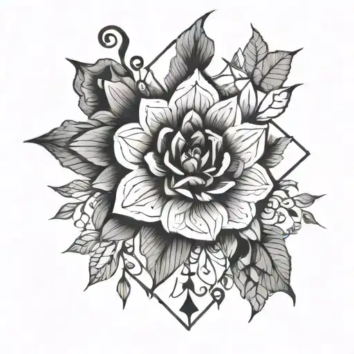 Collarbone goth emo feminine flowers tattoo design idea