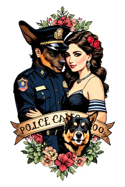 police wife and dog lover tattoo design idea