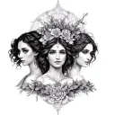 3 sisters, reference with Aries, Libra and Geminis tattoo design idea