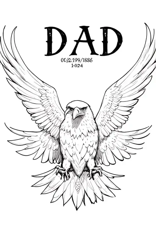 "Dad 01/02/1958-18/09/2024" eagle tattoo design idea