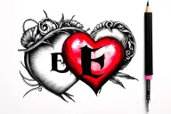 "Double Ee" heart tattoo design idea