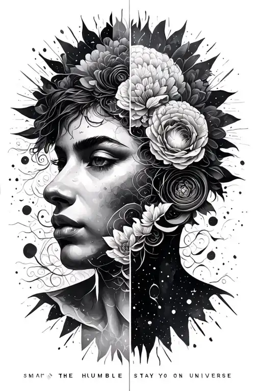 opens mind/split mind perspective of life, people, the soul, the world and the universe. stay humble tattoo design idea