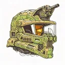 master+chief+helmet+floating+inside+a+shot+glass tattoo design idea