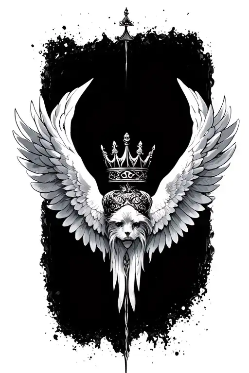 wings spread with crown tattoo design idea