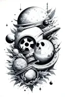 physics and nuclear and space and time and nature tattoo design idea