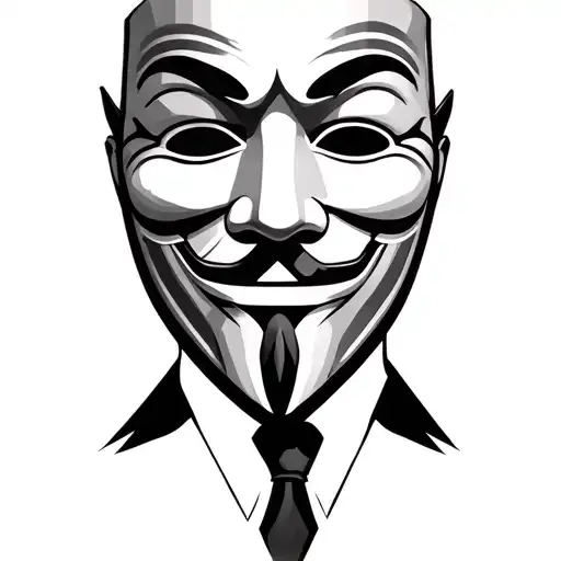 mafia type anonymous mask tattoo design idea