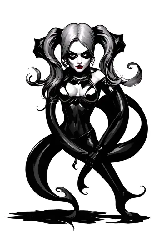 Harley Quinn survivor symbol intertwined tattoo design idea