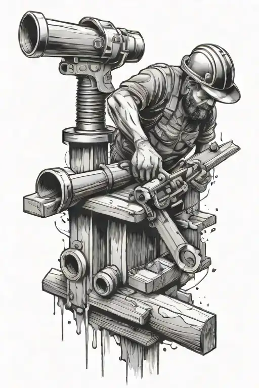 carpentry and construction tattoo design idea