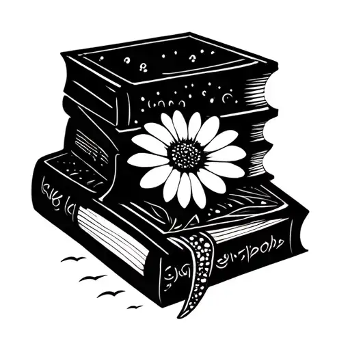 books, twenty one, sun and daisy tattoo design idea