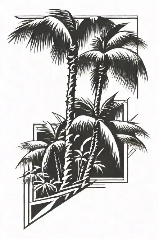 palm tree rectangular tattoo tattoo design idea
