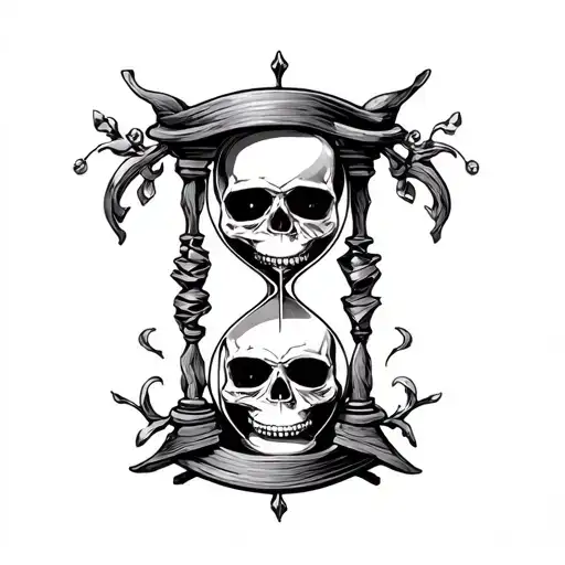 gothic hourglass with a skull tattoo design idea