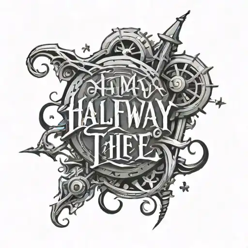 halfway there text with half life 2 font tattoo design idea